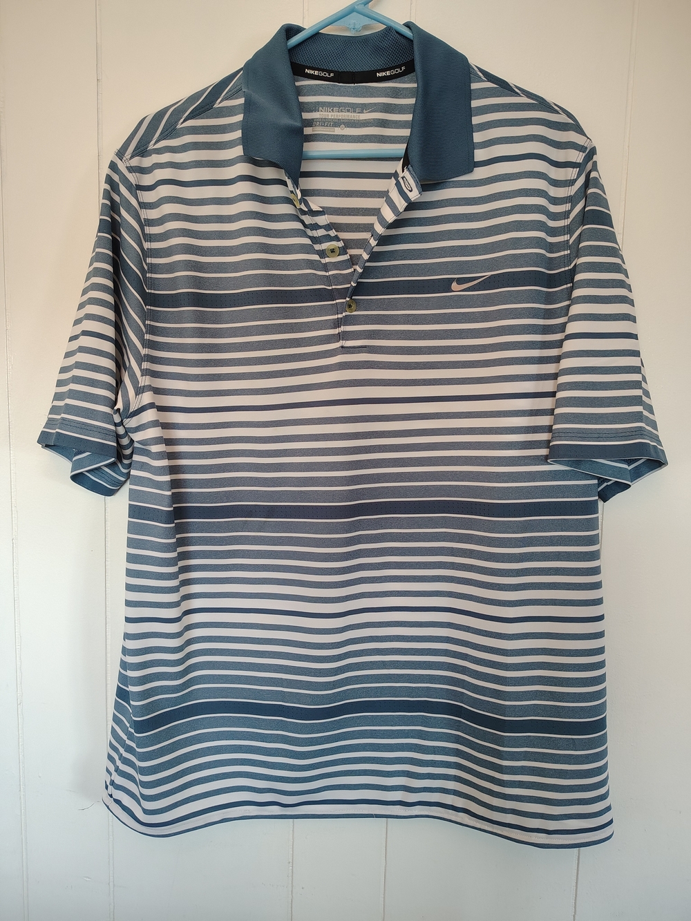 Nike Golf Tour Performance Dri-FIT Blue Striped Polo Shirt Men's Size L
